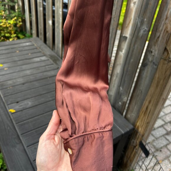 Aritzia Tie Front Satin Blouse - Picture 6 of 6